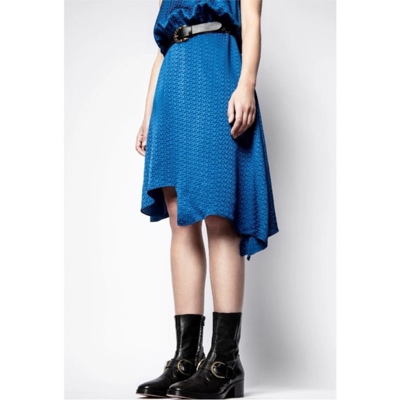 Zadig& Voltaire asymmetric navy blue 100% silk dress RUNWAY PIECE NWT - Picture 7 of 13